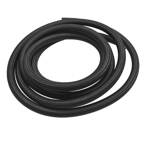20 Feet AN6 Nylon And Stainless Steel Braided Fuel Oil Gas Line Hose Black